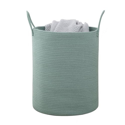 Woven Laundry Basket, Nursery Hamper, 15x15x18 Inch, Green - color: Green