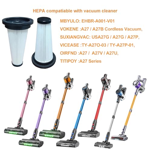 3Pack Hepa Filters Replacement Compatible with MBYULO Cordless Vacuum Cleaner, Model EHBR-A001-V01.Washable Filters Works with MBYULO Stick Vacuum.