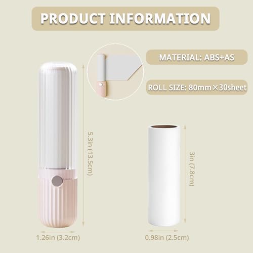 Compact Lint Remover with 150 Sheets, 1 Roller & 4 Refills, Pink - color: Pink