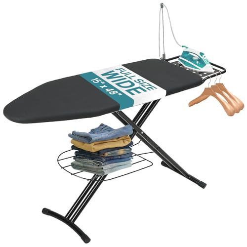 Ironing Board 48x15 in, RAINHOL Black Large Full Size Iron Board - color: Black (Full Featured), size: 48"L x 15"W