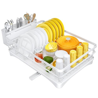 SNTD Dish Drying Rack for Kitchen Counter, 11.8" W x 16.7" L, White - color: White