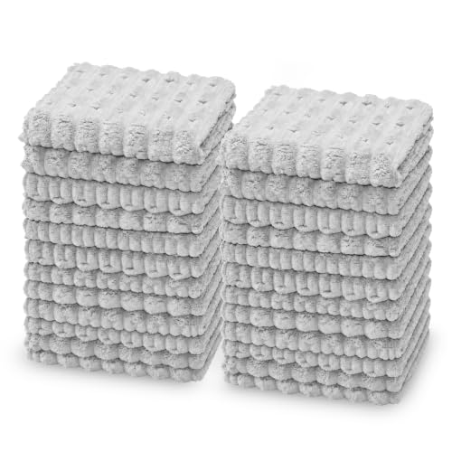 kimteny Microfiber Dish Cloths for Washing Dishes 24 Pack, Light Grey - color: Light Grey, size: 12 x 12 - 24 Pack