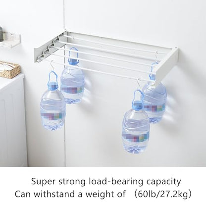 RFOUO Wall Mounted Clothes Drying Rack,White 31.5" - size: 31.5 Inch without hooks