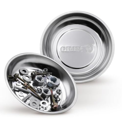 GRIP 6" Stainless Steel Magnetic Parts Tray - Secure Nuts, Bolts, Screws, Sockets, Fasteners, Tools - Solid Steel - Garage, Workshop, Office, Tool Shed