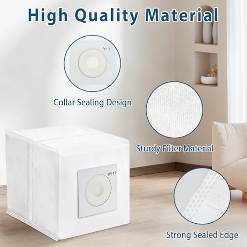 10 Pack Y11 Vacuum Bags Compatible with Intervac Roadvac Vacuum Cleaner Model CS-9 / CSRM/CSRM-RC/DOMETIC CV1004, HEPA Replacement Bags with 3 Pack Motor Filters, Part# Y11-5