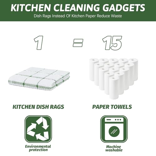 Nialnant 8 Pack Dish Cloths for Washing Dishes - color: Green Plaid, size: 12 x 12 in - 8PCS