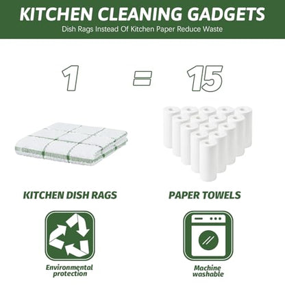 Nialnant 8 Pack Dish Cloths for Washing Dishes - color: Green Plaid, size: 12 x 12 in - 8PCS