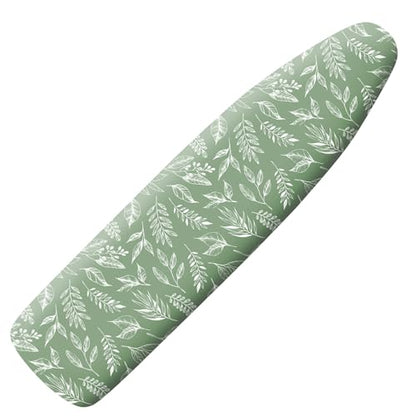 Extra Thick Ironing Board Cover and Pad, 15x54 Ironing Board Cover, Resist Scorching and Staining,Elastic Edges,Sage Green Spring Summer Plants - color: Green Leaf2