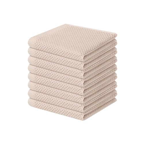 Homaxy 100% Cotton Waffle Weave Kitchen Dish Cloths 8-Pack, Beige - color: Beige, size: 12 X 12 - 8 Pack