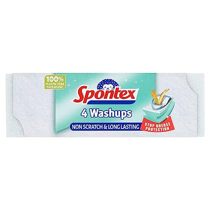 Spontex 4 Washups Non Scratch Sponge Scourers - style: Washups non-scratch