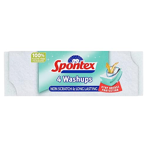 Spontex 4 Washups Non Scratch Sponge Scourers - style: Washups non-scratch
