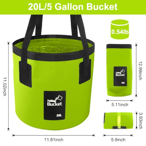 5 Gallon Collapsible Bucket with Handle Car Wash Bucket Cleaning Supplies - color: Lemon Green, size: 20L