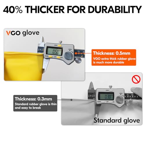 Vgo... Latex Reusable Household Gloves,Cleaning Gloves,Long Cuff (HH4601,S) - color: Yellow, size: Small