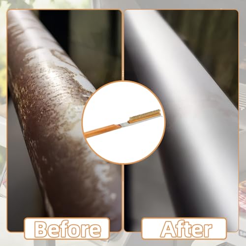 26” Pizza Oven Brush with Stone Scraper - Gentle Copper Bristles Safe for Stones, Extra Long Handle - Compatible with Ooni, Gozney, Solo Stove, Blackstone Ovens