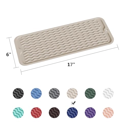 ZLR Small Dish Drying Mat for Kitchen Counter, 6"x17", Cassava White - color: Cassava White, size: 17" x 6"