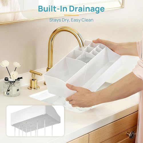 Vtopmart 5 PCS Bathroom Countertop Organizer Sets, White - color: White