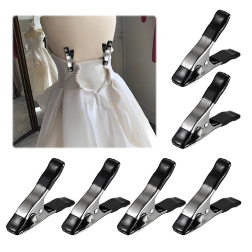 OwnMy 6PCS Wedding Dress Clips for Fitting Heavy Duty Fixed Clothing Clamps