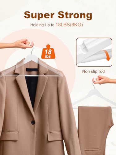 HOUSE DAY White Wooden Hangers 30 Pack, Heavy Duty Wooden Coat Hangers - color: White, size: 30 Pack