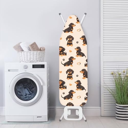 Dachshunds Ironing Board Covers Durable Stain Resistant Hook and Loop Fastener Strap Easy to Install - color: Dachshunds