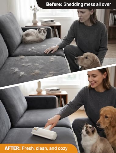 ORDORA Pet Hair Remover Roller, Reusable Lint Roller for Dog and Cat Hair - color: A:white