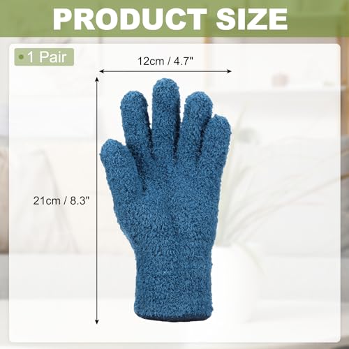 uxcell Microfiber Gloves, Reusable Washable Plant Dusting Gloves Cleaning Mittens for Auto Plants Household - color: Dark Blue