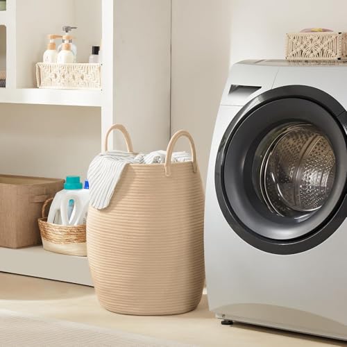 Extra Large Laundry Hamper Basket 105L Woven Blanket Basket, Jute Brown - color: Jute Brown, size: 105L