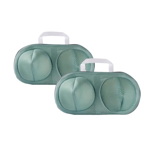 2Pcs Bra Mesh Laundry Bags for Delicates with Premium Zipper Bra Washing Bag for Laundry，Lingerie Bags for Washing Delicates underwear,integrated washing and care - color: Pea green-2PCS