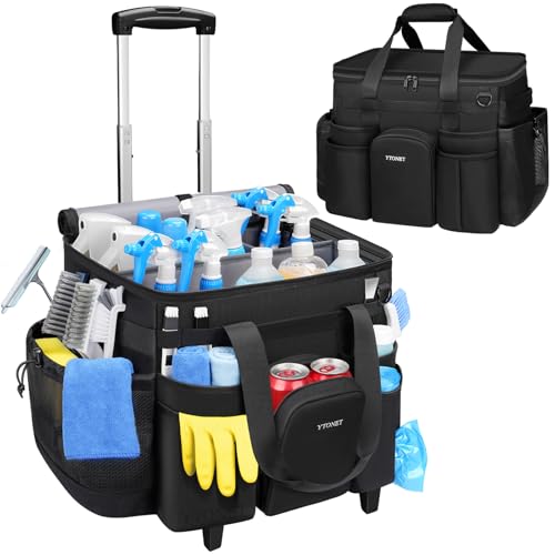 Ytonet Rolling Cleaning Caddy with Wheels, Large Rolling Cleaning Caddy - color: Black, size: X-Large