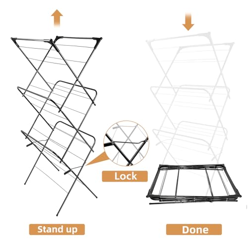 Foldable Clothes Drying Rack Laundry Drying Rack Black