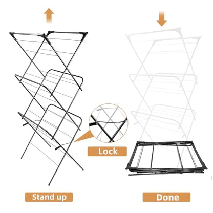 Foldable Clothes Drying Rack Laundry Drying Rack Black