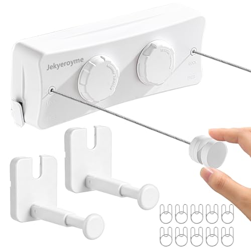 Retractable Clothesline, 16.7 Ft Heavy-Duty 44 lb Laundry Line, White - color: White, size: New Double Line