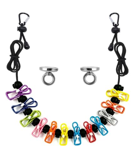 Travel Clothesline with Two Magnetic Hooks,Retractable Travel Laundry Drying Line,12 Clothes Clips Camping Clothesline for Cruise RV Camper Essentials,Backyard,Vacation Hotel etc - size: colorful