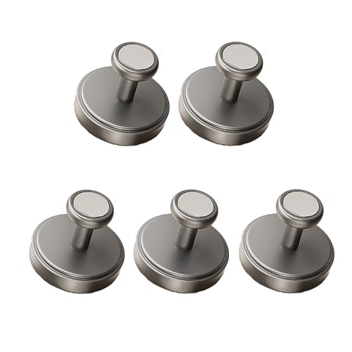 Strong Vacuum Suction Cup Hooks, Reusable Twist Lock Wall Hooks, Waterproof Removable Silver Hooks for Bathroom Kitchen Home Bedroom Wardrobe, 5-Pack,Grey+Silver (BXP-6247-17-5) - style: BXP-6247-17-5