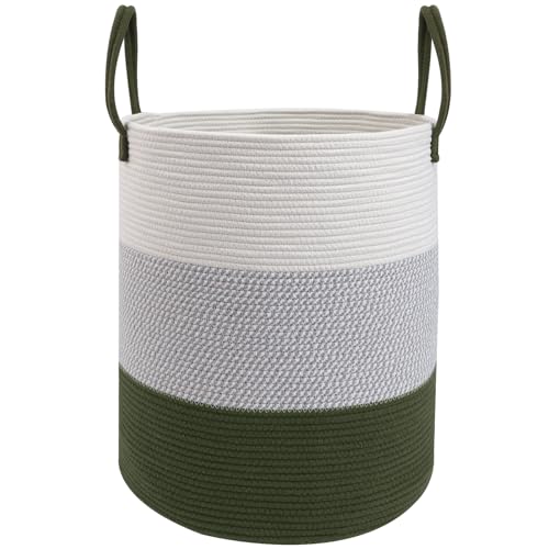 70L Woven Laundry Basket,Large Clothes Hamper with Handles-Green - color: Green, size: Extra Large