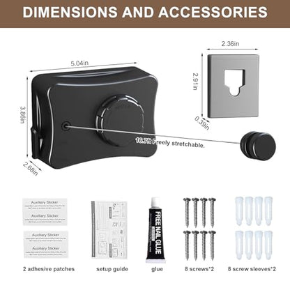 Retractable Clothesline for Indoor & Outdoor Use, Black - color: Black