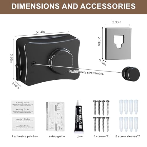Retractable Clothesline for Indoor & Outdoor Use, Black - color: Black