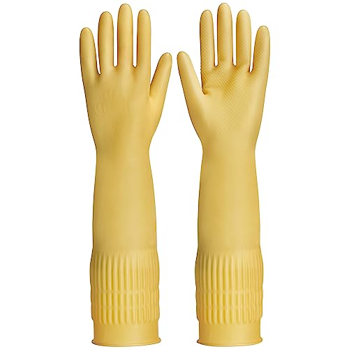 Rubber gloves on dishwashing cleaning 3 or 6 Pairs,Kitchen dish gloves,Reuseable. - size: Medium(Pack of 3)