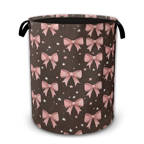 Pink Bows Laundry Basket,Cute Collapsible Laundry Baskets with Handles,Waterproof Oxford Cloth Hamper,Storage Organizer for Bathroom Bedroom Dorm - color: Pink Bows,Cute