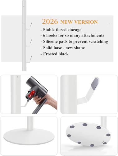 XIGOO Freestanding Vacuum Stand Holder with 6 Hooks - color: White, style: 6 Hooks