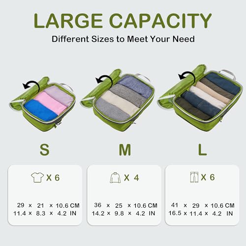 Cipway Compression Packing Cubes (3 Piece,Green) - color: Green, size: 3PCS