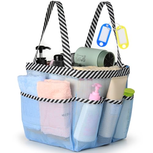 Temede Mesh Shower Caddy Portable for College Dorm Room Essentials - color: Blue
