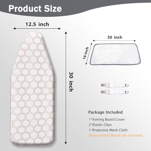 SheeChung Small Ironing Board Cover and Pad 12.5"x32",Mini Iron Board Cover - color: Hexagon, size: 32"L x 12.5"W