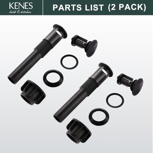 KENES 2 Pack Oil Rubbed Bronze Pop Up Bathroom Sink Drain with Overflow - color: Oil-rubbed Bronze X 2, size: Big Pop up Cap (With Overflow)