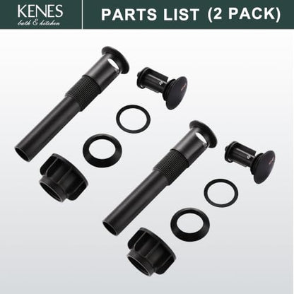 KENES 2 Pack Oil Rubbed Bronze Pop Up Bathroom Sink Drain with Overflow - color: Oil-rubbed Bronze X 2, size: Big Pop up Cap (With Overflow)