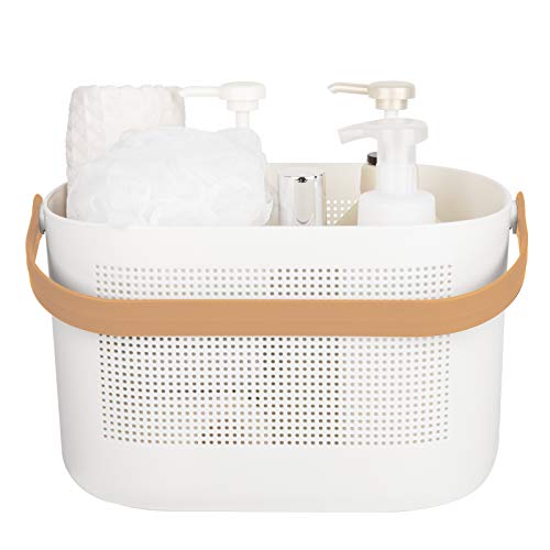 Plastic Portable Shower Caddy Basket, Storage Organizer with Handle, Yellow - color: Yellow, size: 1 Pack