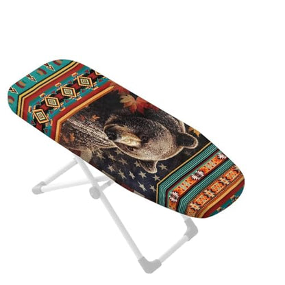 Aztec American Flag Bear Printed Ironing Board Cover with Elastic Edge, Apartment RVs Anti Slip Iron Board Cover Scorch Resistant, Mini Table Top Ironing Cover Mechine Washble - color: Multi - Aztec American Flag Bear