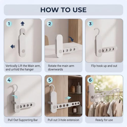 Mesosify Travel Drying Rack with 6 Foldable Hangers, Portable Drying Rack & Portable Hangers Set for Clothes, Swimsuits, Cruise Ship, RV, Camping, Hotel Room & Small Apartment