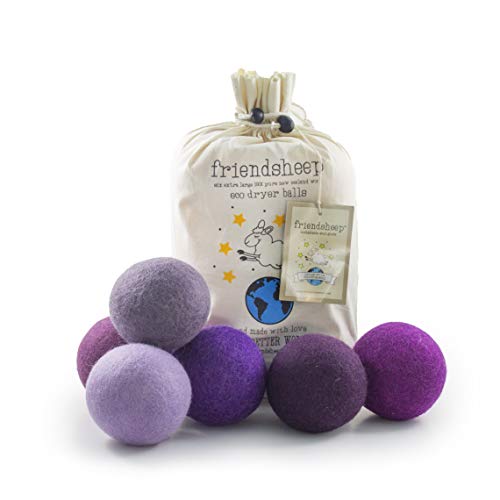Friendsheep Wool Dryer Balls, Organic Reusable Fabric Softener Alternative for Laundry, Handmade, Fair Trade, Hypoallergenic, Eco-Friendly, Plastic-Free (6 Pack XL - Purple Haze) - color: Purple Haze, size: 1 Count (Pack of 6)