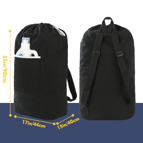Canvas Laundry Bag, Laundry Backpack, BLACK, XX-Large - color: BLACK, size: XX-Large