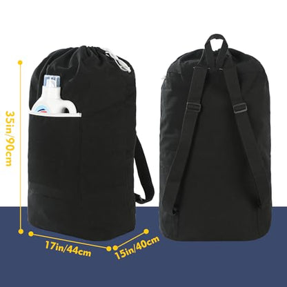 Canvas Laundry Bag, Laundry Backpack, BLACK, XX-Large - color: BLACK, size: XX-Large